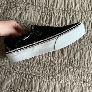 Black platform slip on Vans